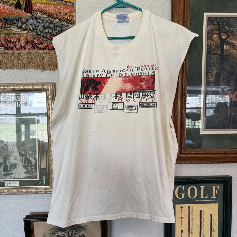 Vintage 00s RARE CCM North American Roller Hockey Championships Cut Tank Size XL
